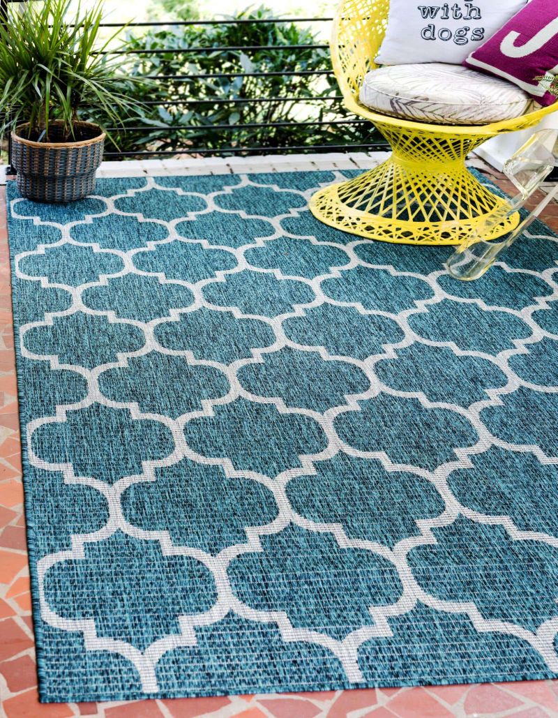 BLue modern pattern outdoor rug