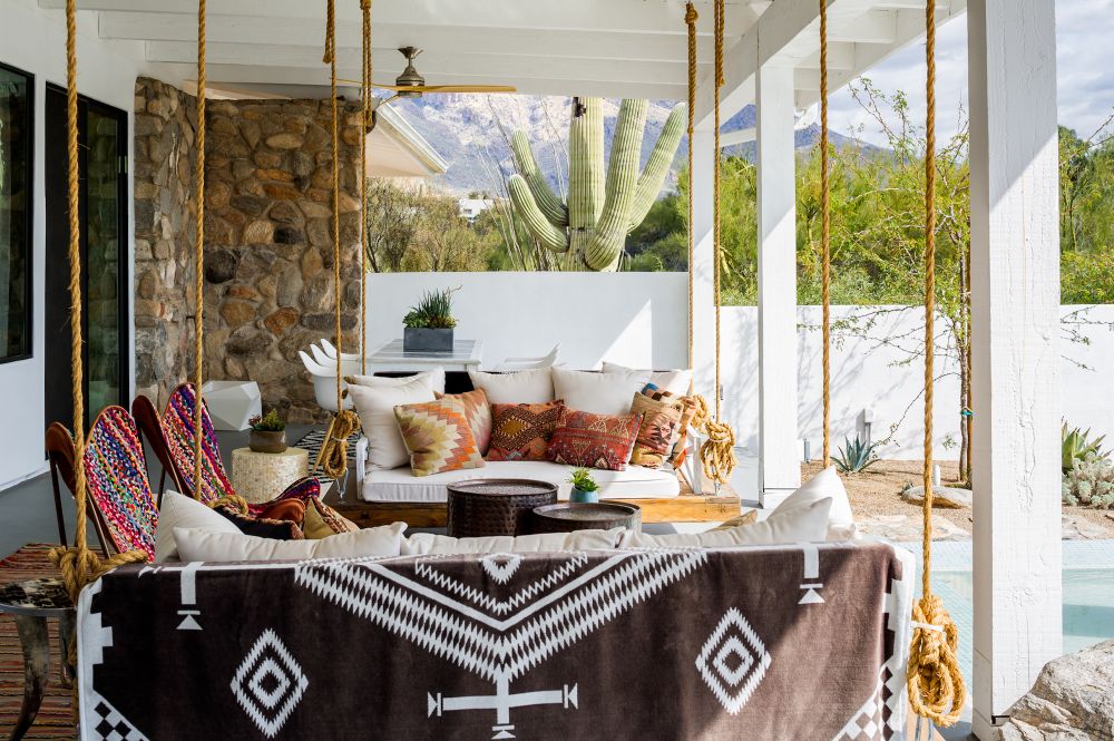 Back porch with rope swing bench