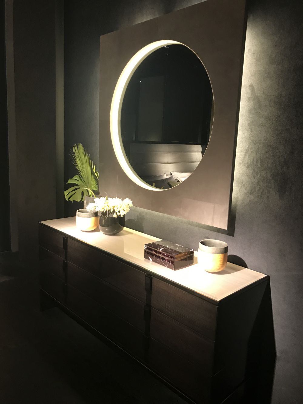 Backlit mirror entryway design