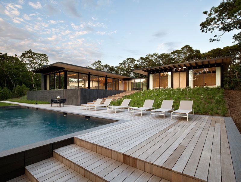 Backyard deck swimming pool