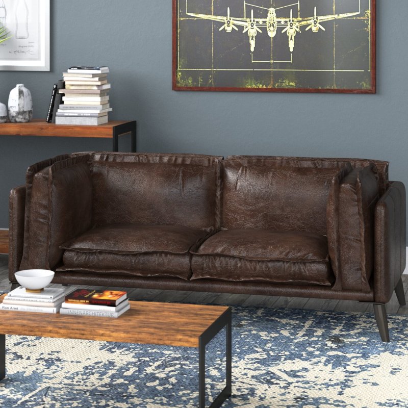 Andrew Home Studio Baird Leather Loveseat