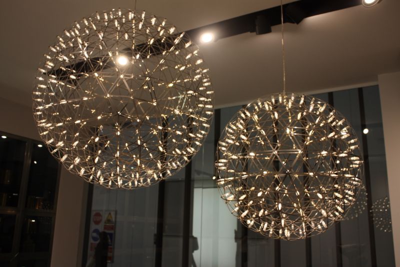 Here's a closer look at these spectacular lighting fixtures, with hundred of little lights.