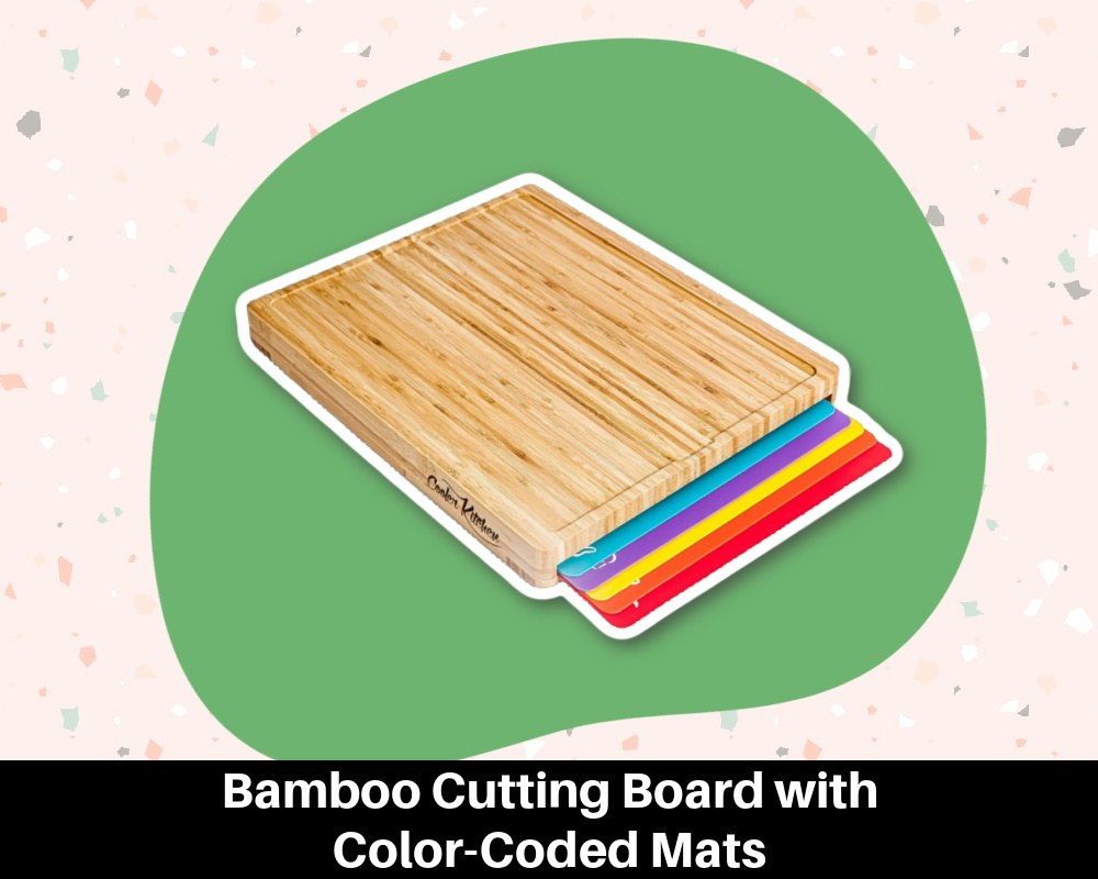 Bamboo Cutting Board with Color-Coded Mats