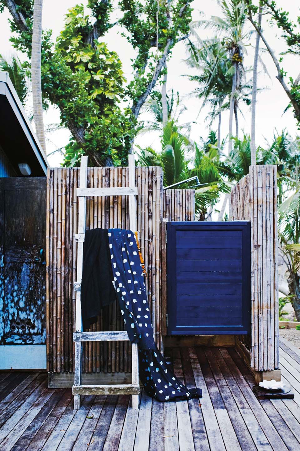 Bamboo fence for outdoor shower