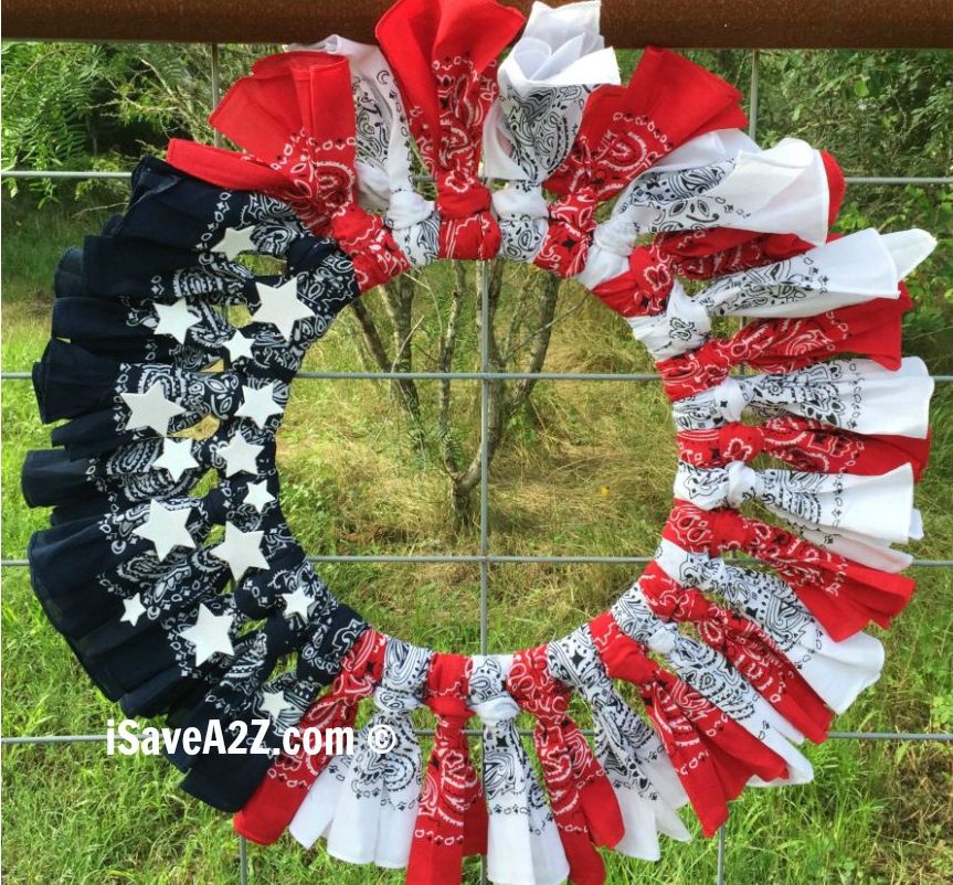 Bandana wreath DIY for 4th july