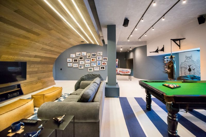 Basement man cave Designed by Inhouse Architects gaming room