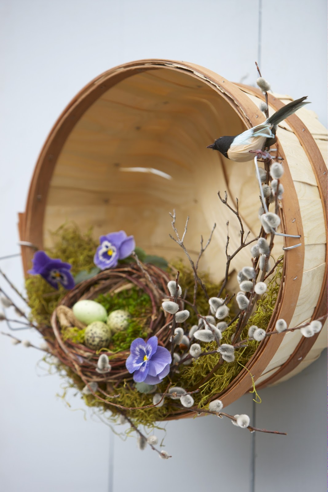 Basket on front door for Spring