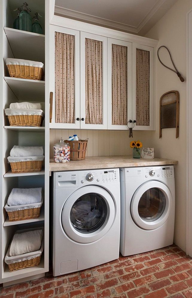 Baskets around the washing machines