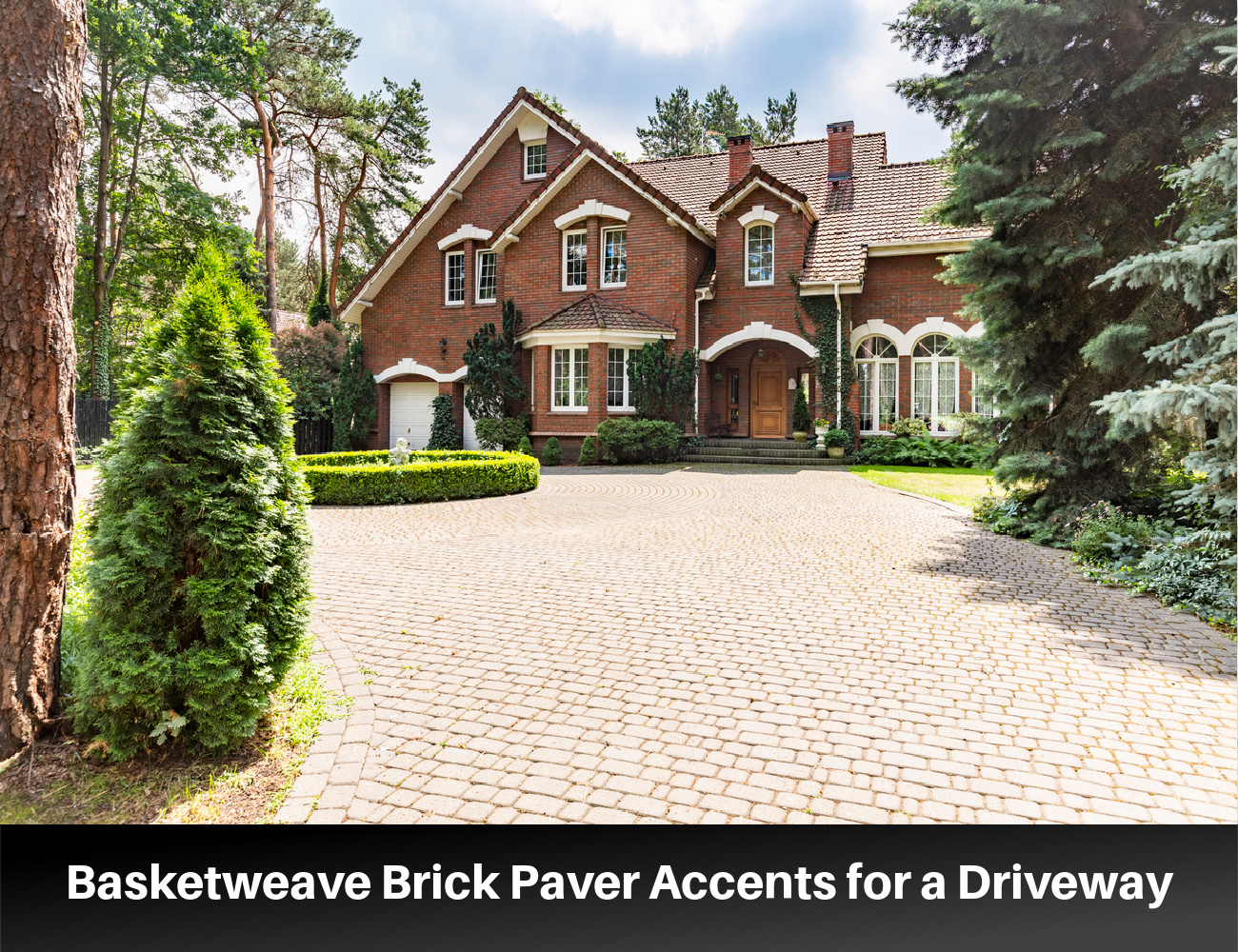 Basketweave Brick Paver Accents for a Driveway