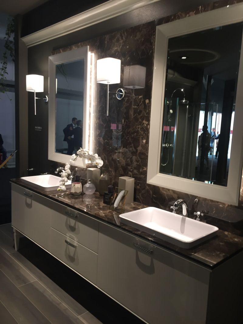 Bathroom brown marble and double vanity