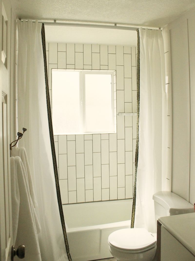 Bathroom shower with curtains