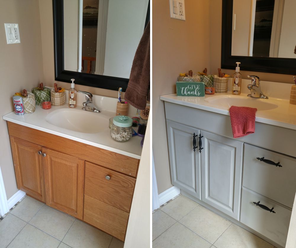 Bathroom vanity makeover with paint