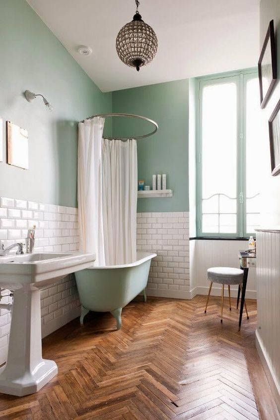 Bathroom wall mint painted wall