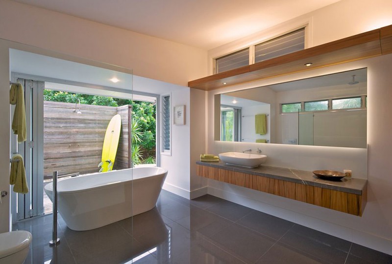 Bathroom with an outdoor shower