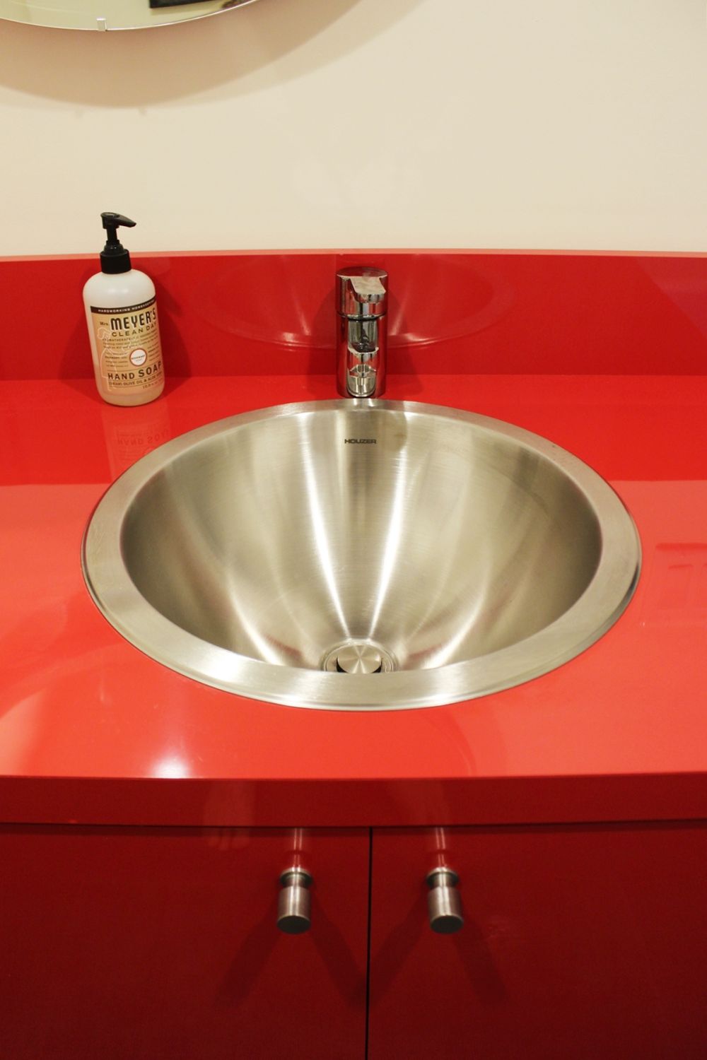 Bathroom with stainless steel sink