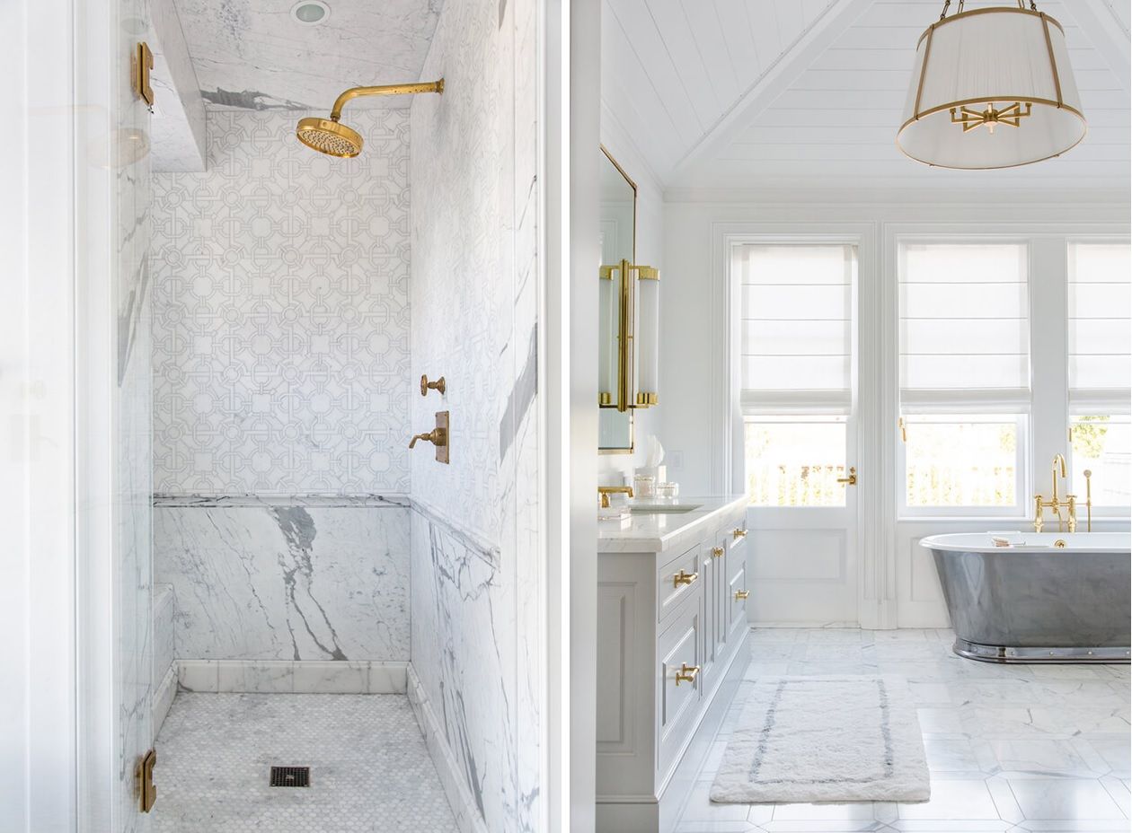 Bathroom with white grey accents