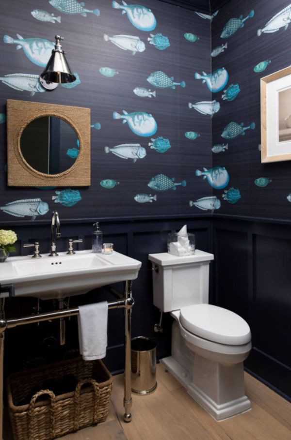 Beach Style Powder Room New York