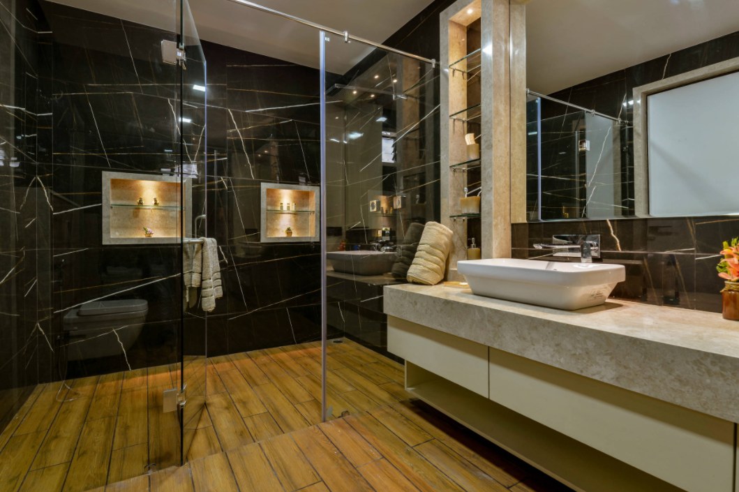 Beautiful bathroom with black marble