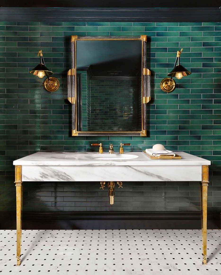 Green Bathroom Designs for a Retro Look or Modern Luxury