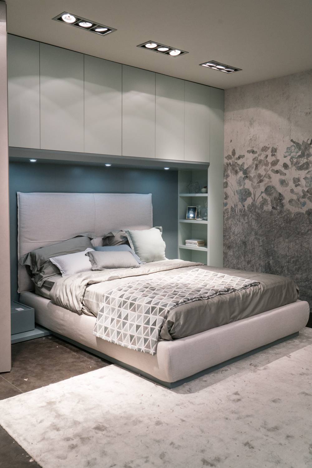 Bed with storage above head