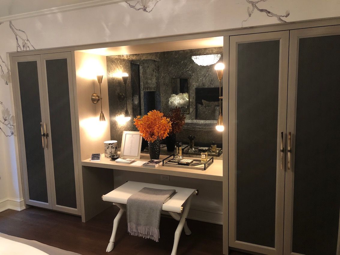 Elegant closed storage keeps the space clean and uncluttered.