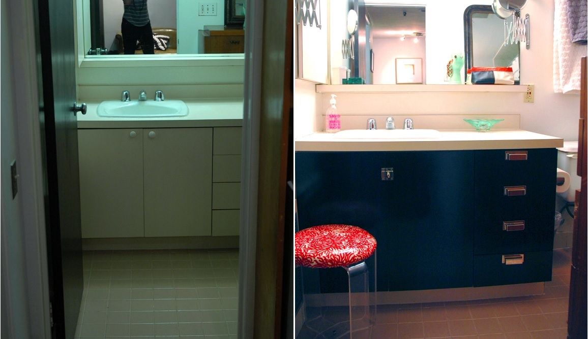 Before and After Bathroom vanity paint