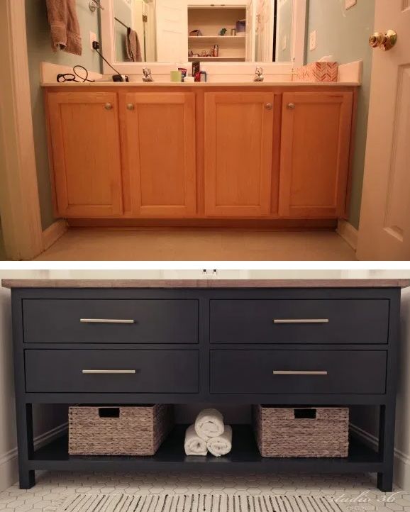 Before and after bathroom vanity