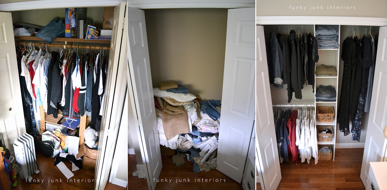 Before and after closet shelves
