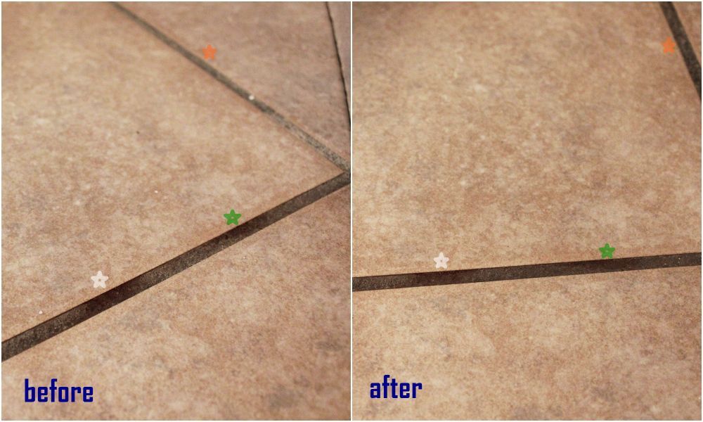 Before and after grout cleaning