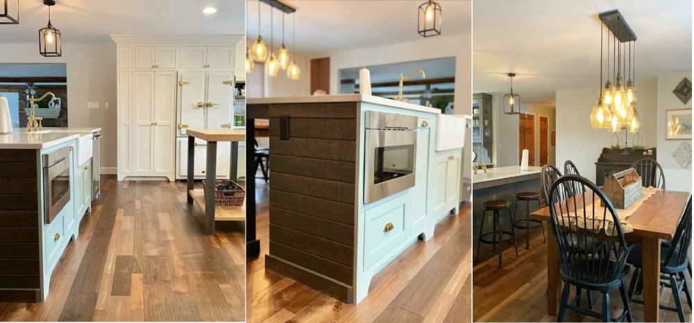 Before and after kitchen with oven integrated in the cabinet