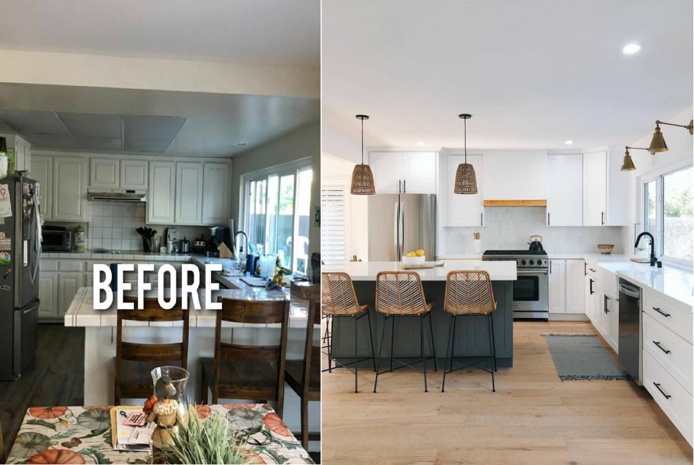 Before and after modern kitchen renovation