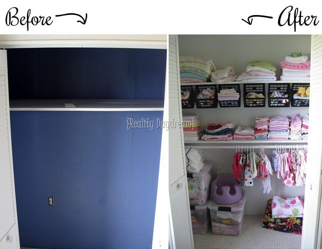 Before and after nursery closet organizer