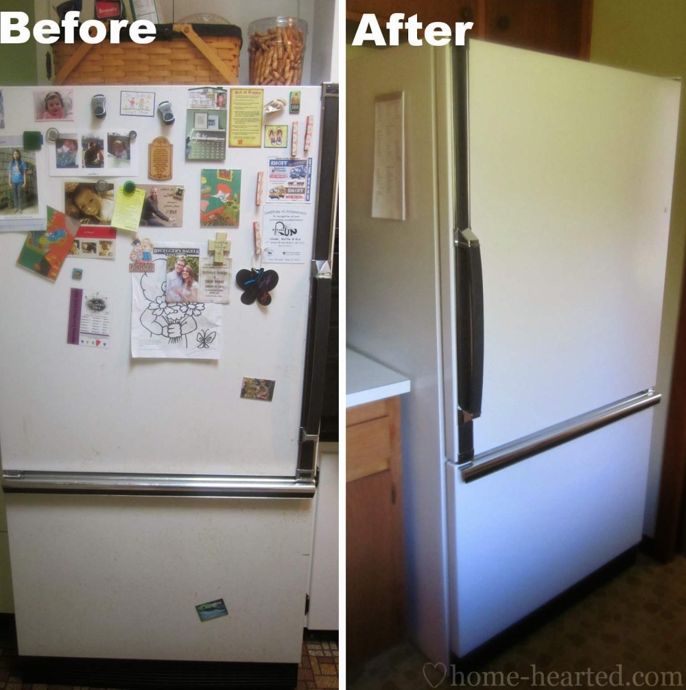 Before and after refrigerator paint tips