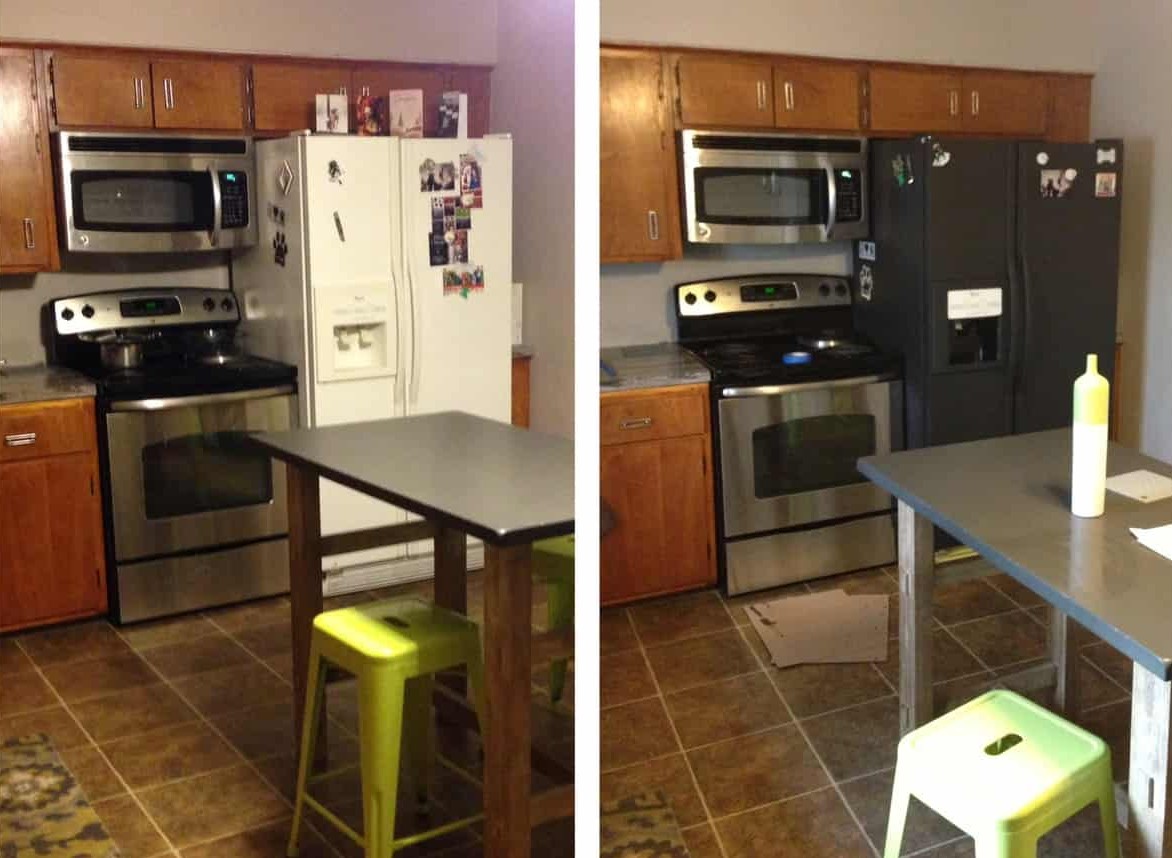 Before and after refrigerator paint