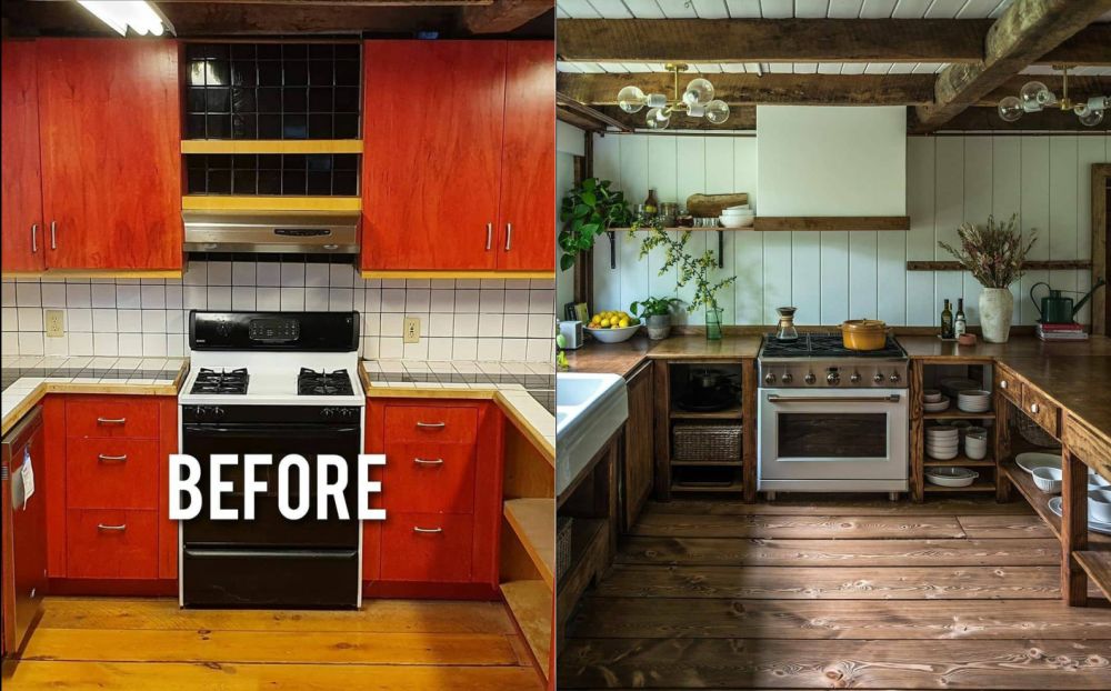 Before and after rustic kitchen