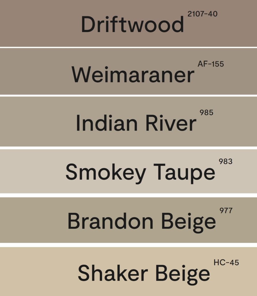 Benjamin Moore Taupe Paint Colors