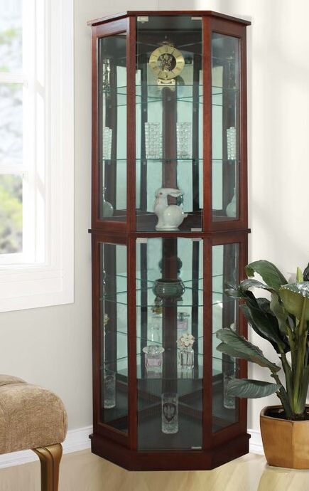 Biali Lighted Corner Curio Cabinet