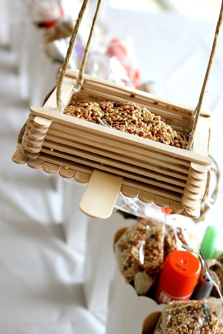 Bird feeder from wood sticks