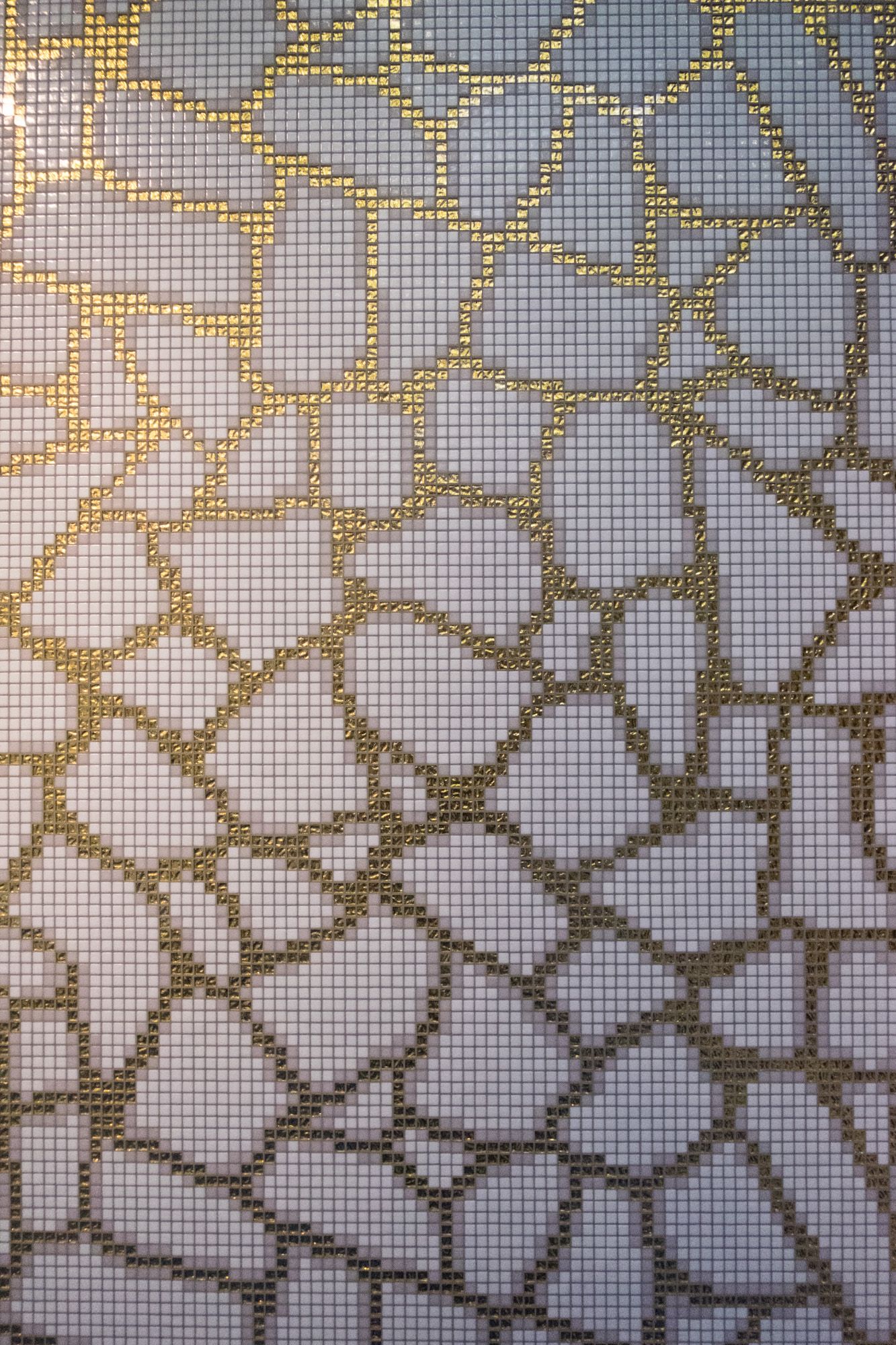 Bisazza bathroom mosaic tiles gold borders