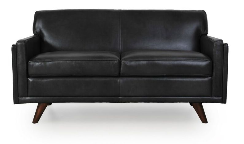 Black Ari Genuine Leather Loveseat