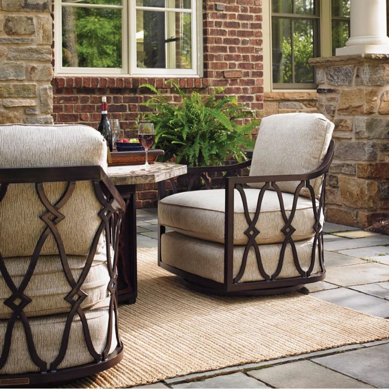 Black Sands Cast Aluminum Patio Swivel Club Chair 1