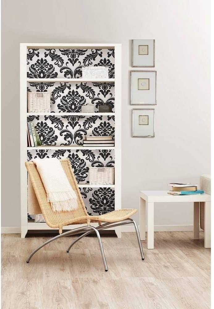 Black and White Damask Peel and Stick Wallpaper