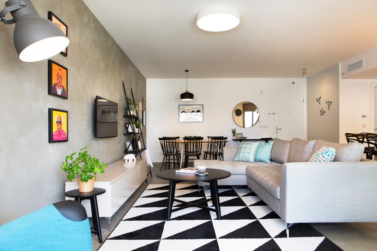 Black and white chevron carpet for living room