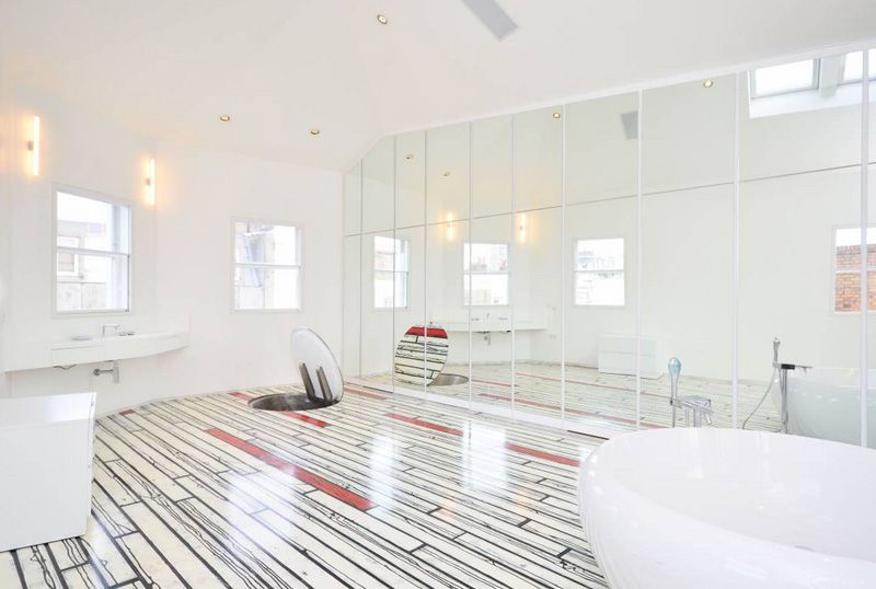 Black and white painted floor