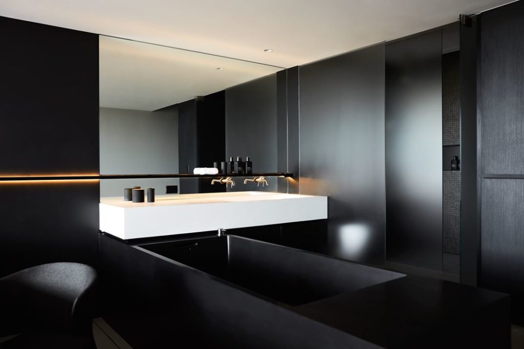 A dark color palette and matte surfaces are modern and extravagant.