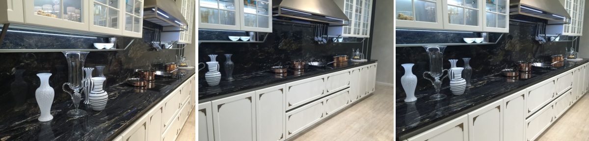 Black marble backsplash