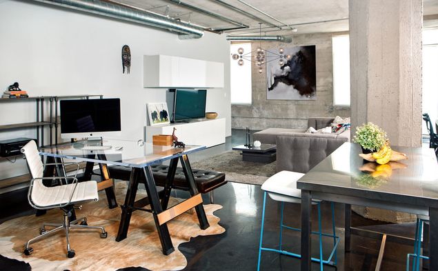 Black modern sawhorse desk