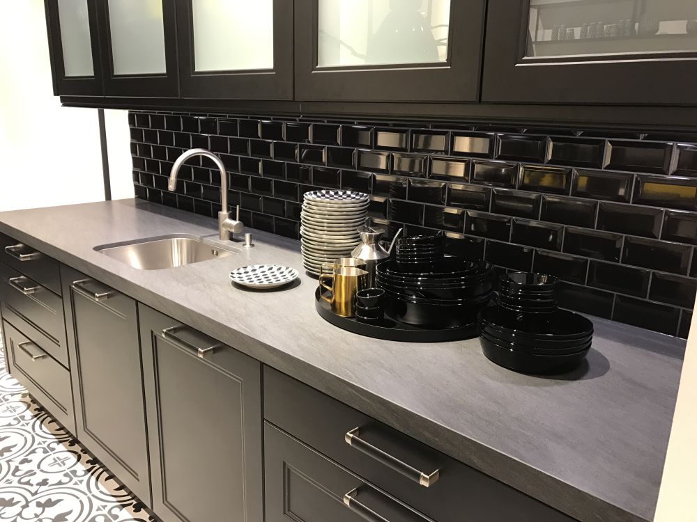 Black subway tiles for kitchen