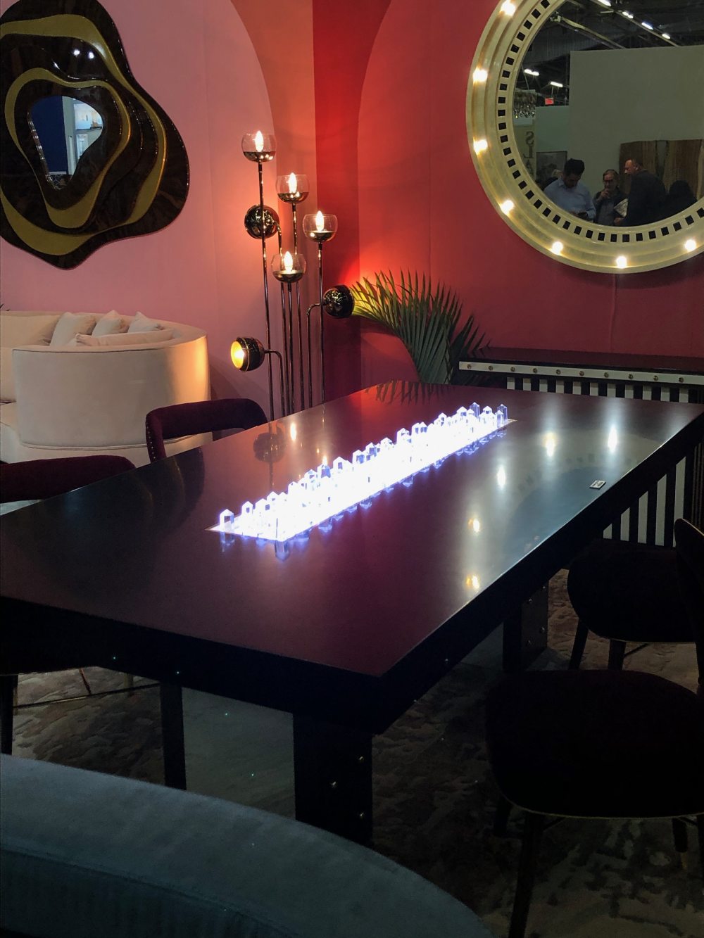Black table with a cool led light design on top