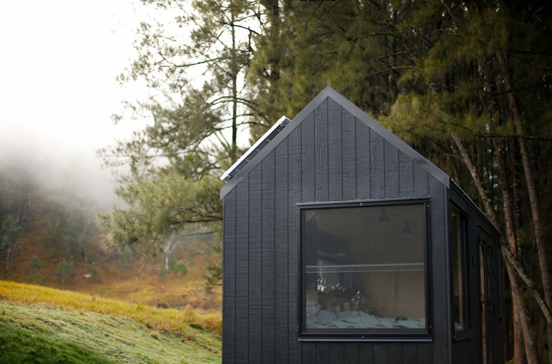 Modern off-the-grid cabin on wheels